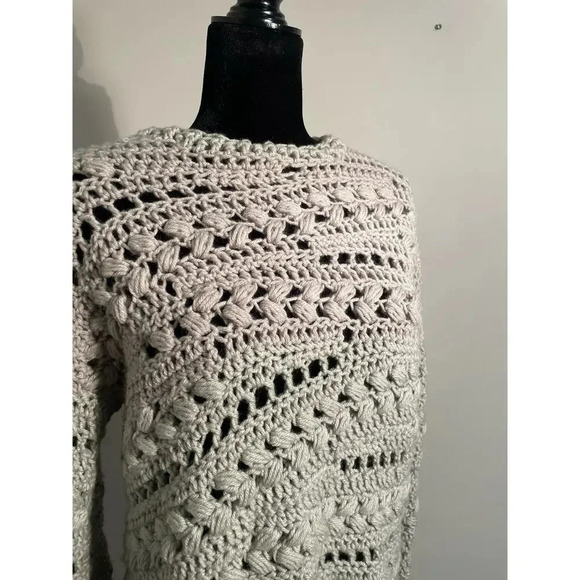 Handmade Open Knit Neutral‎ Sweater - Picture 3 of 10